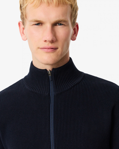 Men's Ribbed Knit Zip-Up Golf Sweater